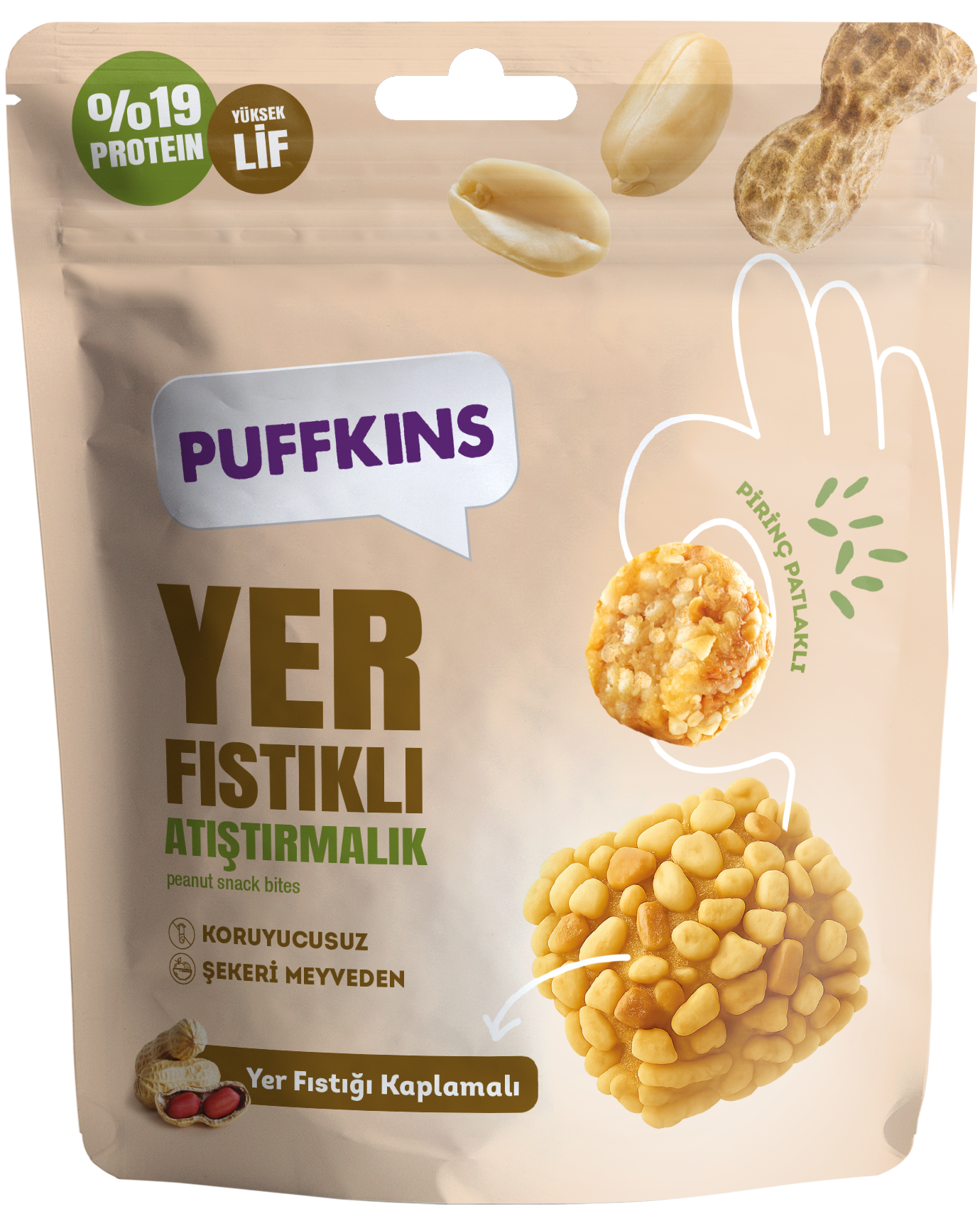 Puffkins Yer Fıstıklı Atıştırmalık (75g)