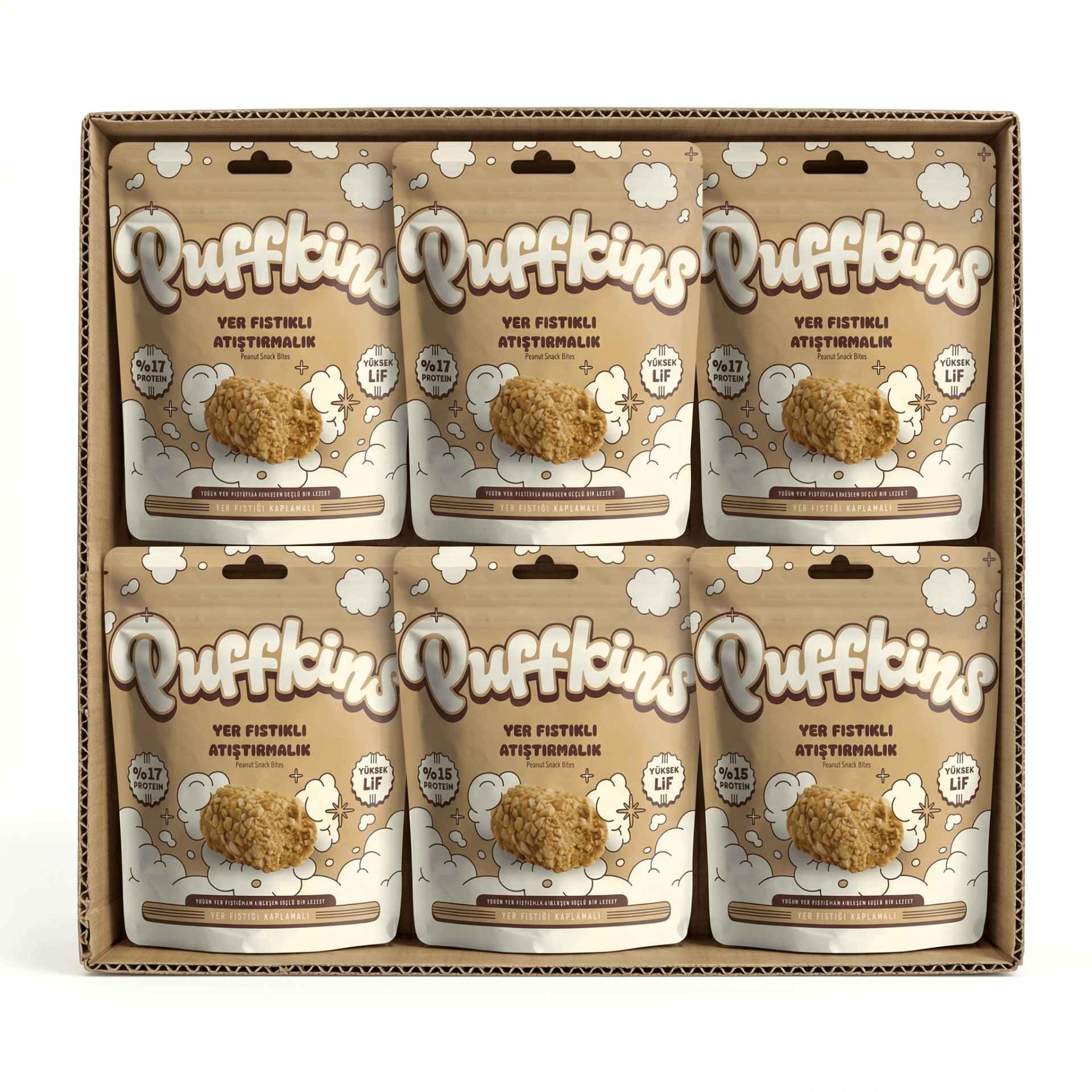 6x Puffkins Yer Fıstıklı Atıştırmalık (75g)