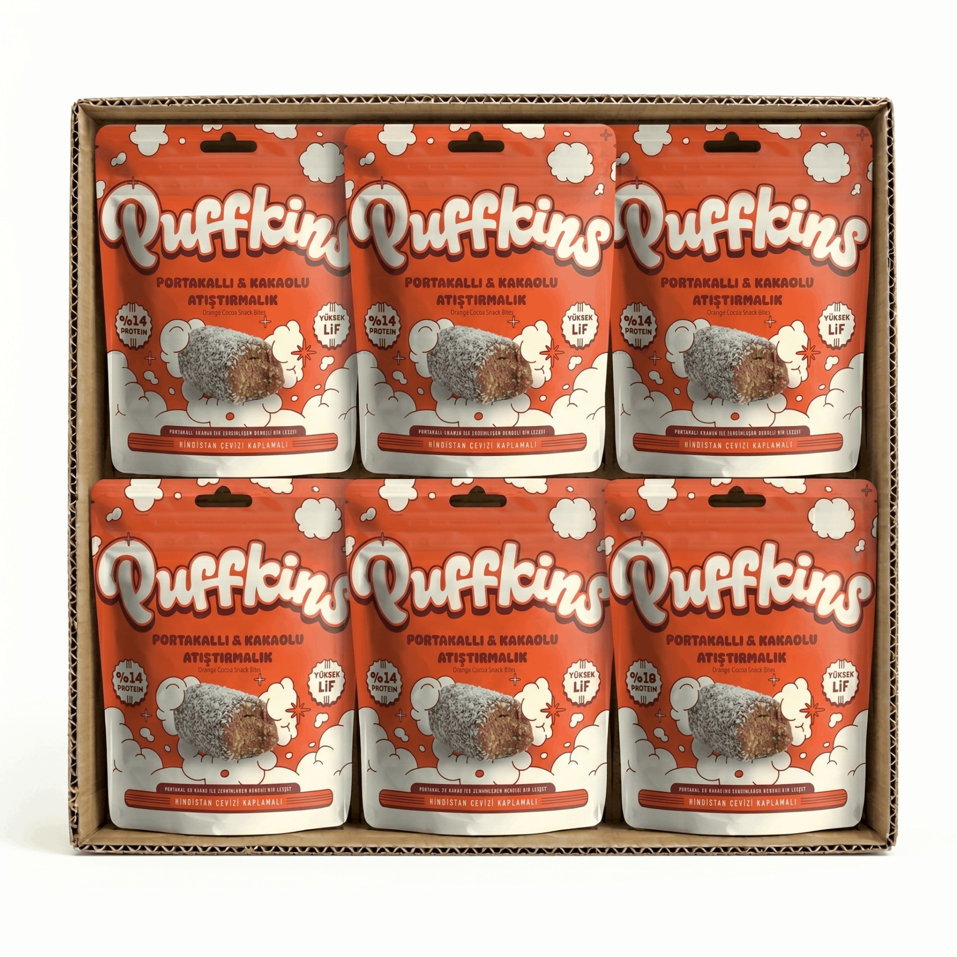 6x Puffkins Portakallı Kakaolu Atıştırmalık (75g)