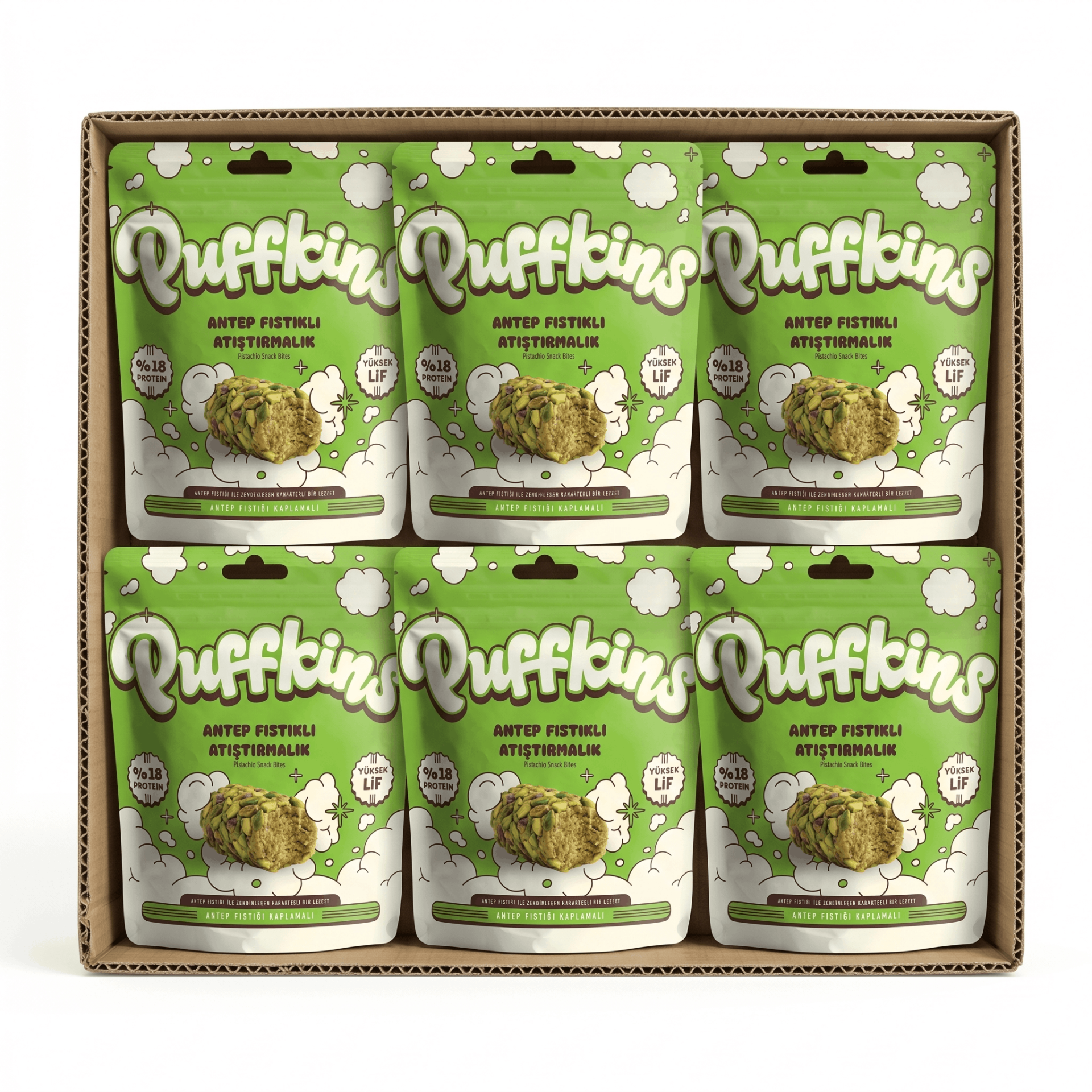 6x Puffkins Antep Fıstıklı Atıştırmalık (75g)